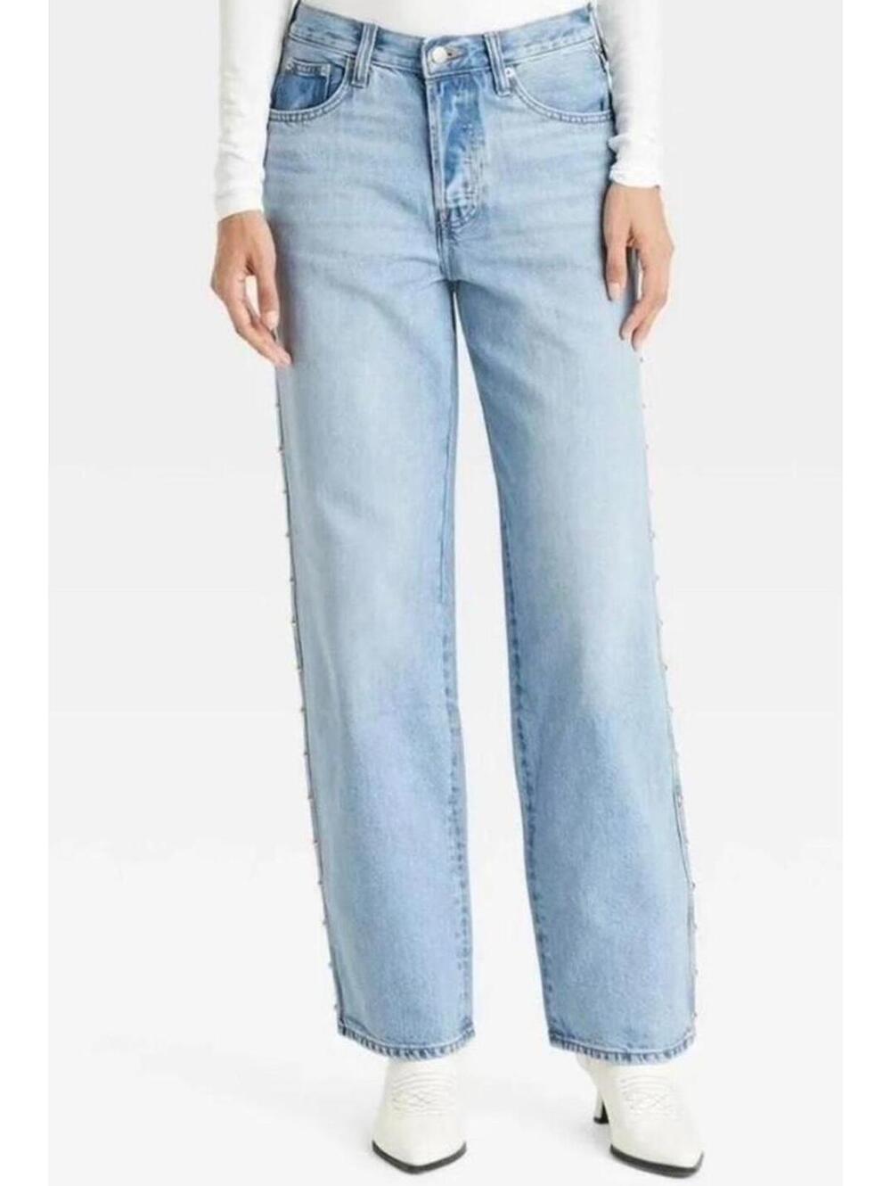 Universal Thread Mid Rise Baggy Studded Wide-leg Jeans - Women's 14 NWOT